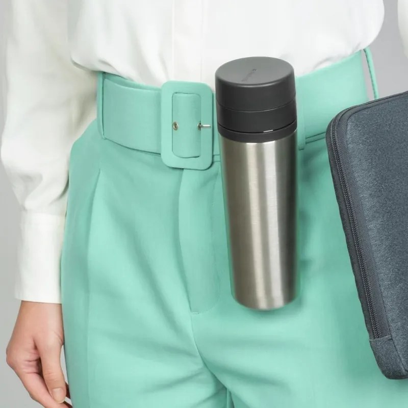 Θερμοκύπελλο Brabantia Make&Take 1008487, 500 ml, διπλά τοιχώματα, χωρίς BPA, Inox/σκούρο γκρι