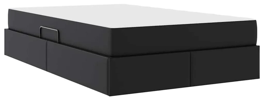 vidaXL Κρεβάτι με αποθηκευτικό χώρο και στρώμα 2 pcs Μαύρο Δέρμα