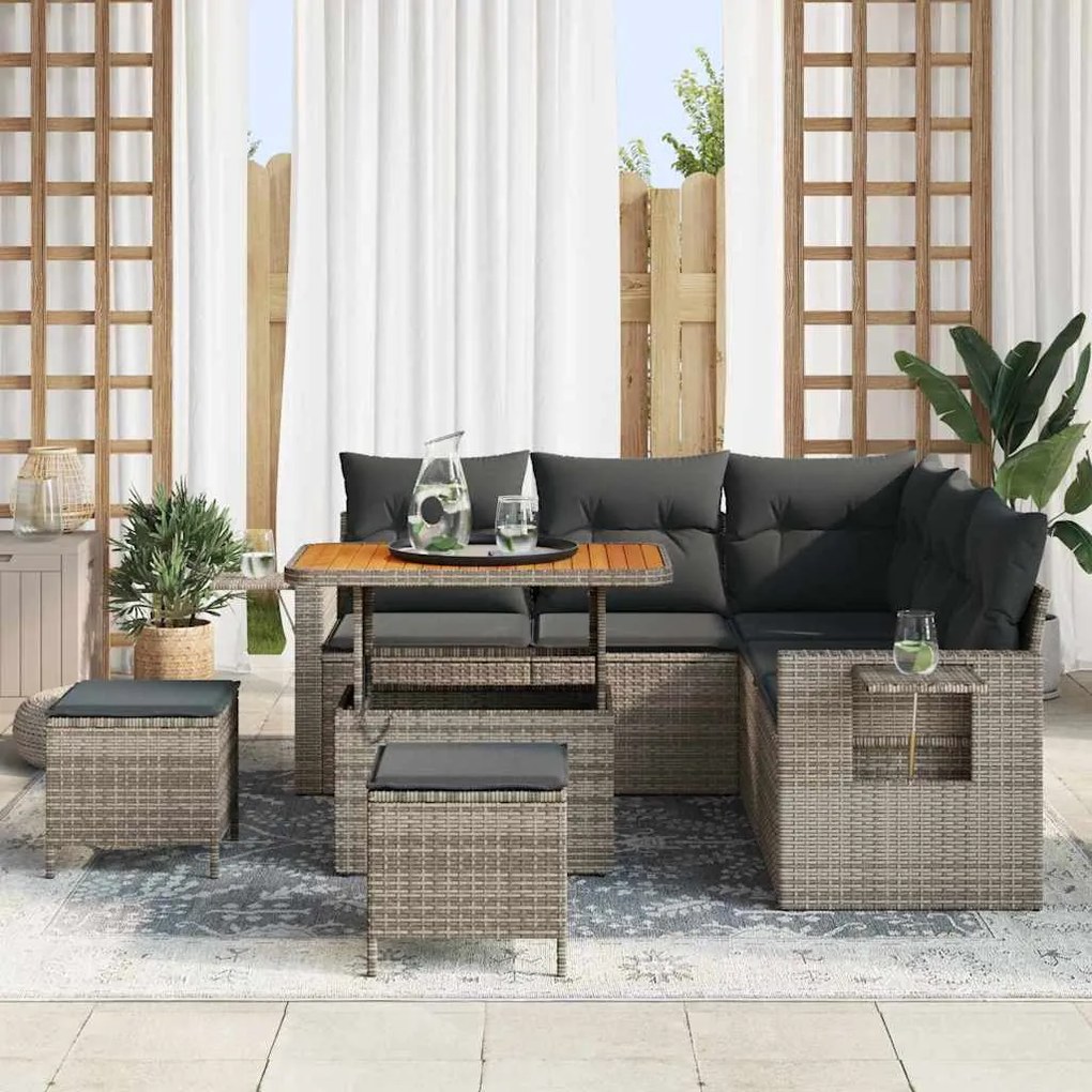 vidaXL Σετ Καναπέ Κήπου 8 pcs Γκρι συνθετικό ρατάν