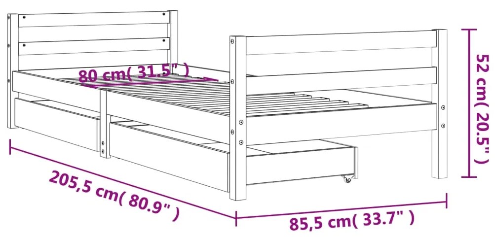 ΠΛΑΙΣΙΟ ΠΑΙΔΙΚΟΥ ΚΡΕΒΑΤΙΟΥ ΜΕ ΣΥΡΤΑΡΙΑ 80X200 ΕΚ. ΞΥΛΟ ΠΕΥΚΟΥ 834435