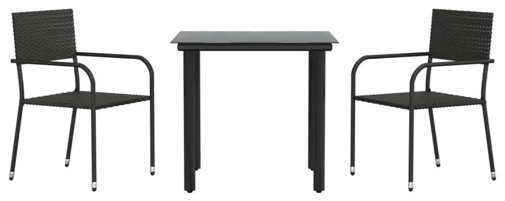 vidaXL Σετ Επίπλων Bistro Κήπου 3 τεμ. Μαύρο Συνθετικό Ρατάν/Ατσάλι