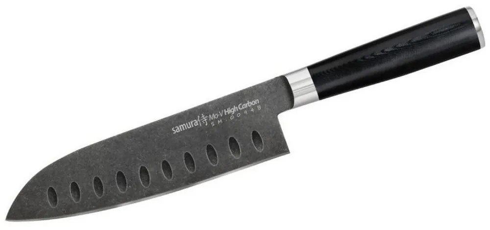 Μαχαίρι Santoku MO-V Stonewash 18,2cm Black Samura Ανοξείδωτο Ατσάλι