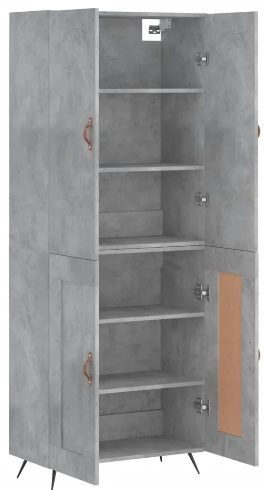 vidaXL Ντουλάπι Γκρι Σκυροδέματος 69,5x34x180 εκ. Επεξεργασμένο Ξύλο