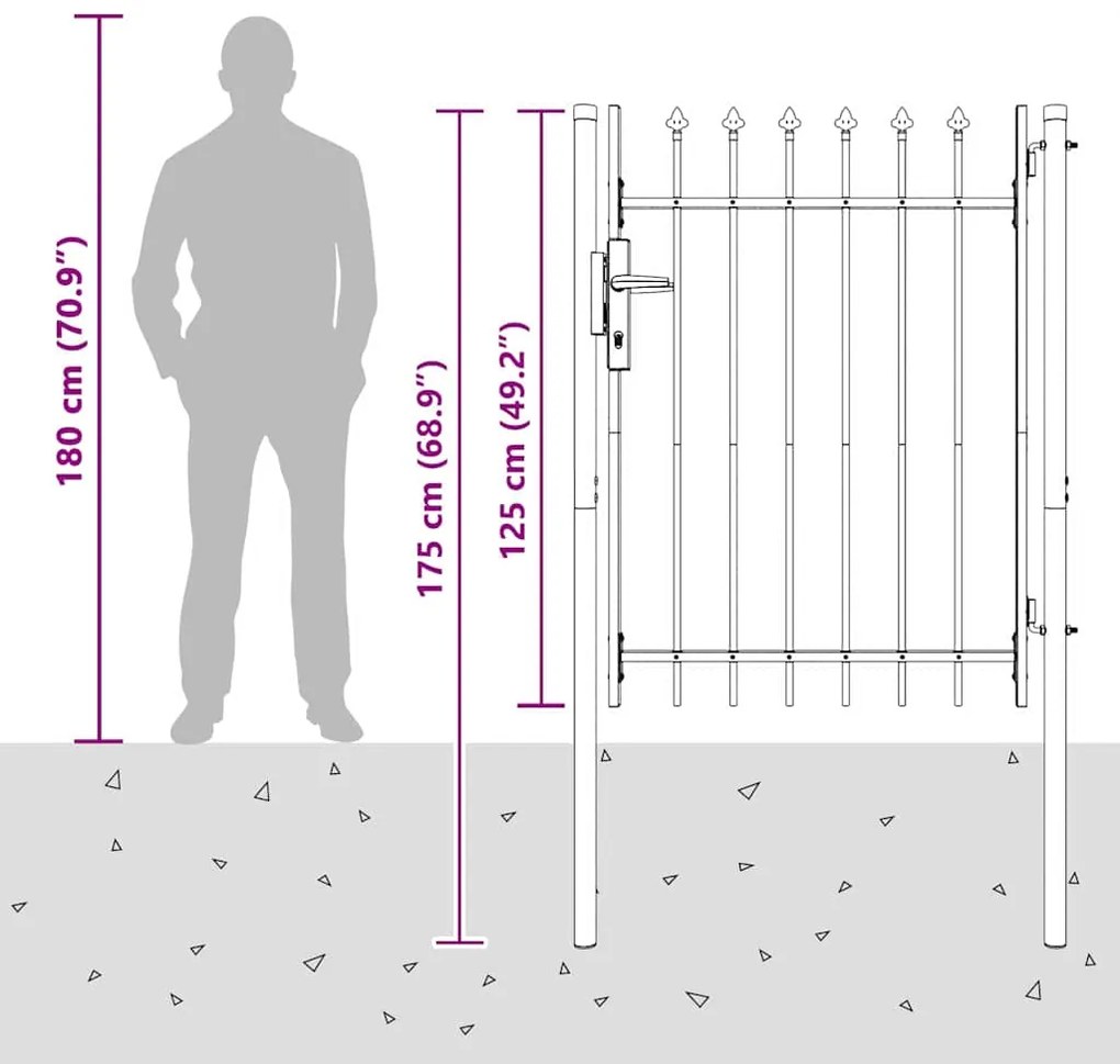 vidaXL Πύλη Φράχτη Γκρι 100 x 120 cm Χάλυβας με Επικάλυψη Πούδρας