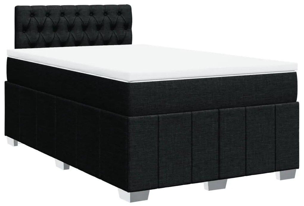 vidaXL Κρεβάτι Boxspring με Στρώμα Μαύρο 120x200 εκ. Υφασμάτινο