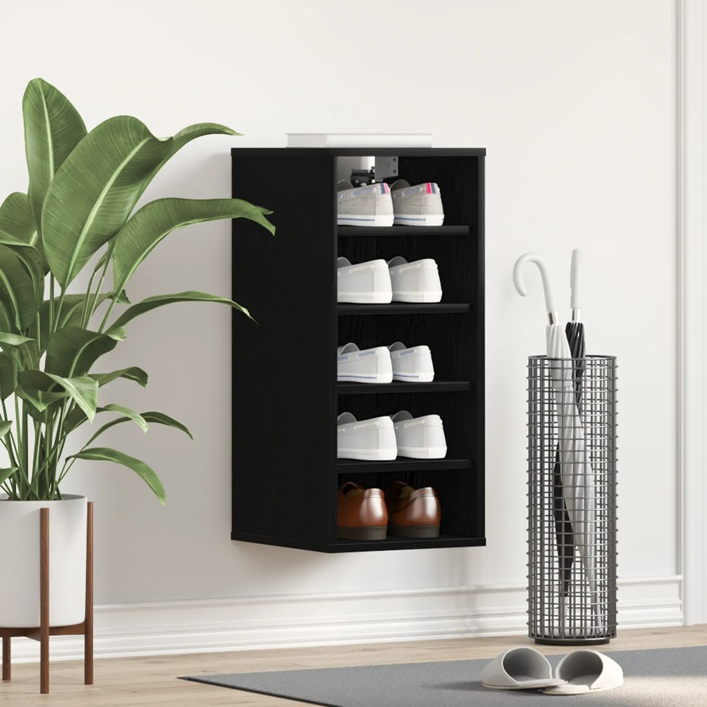 vidaXL Ντουλάπα Παπουτσιών Μαύρη Δρυς 32x35x70 εκ Επεξεργασμένο Ξύλο