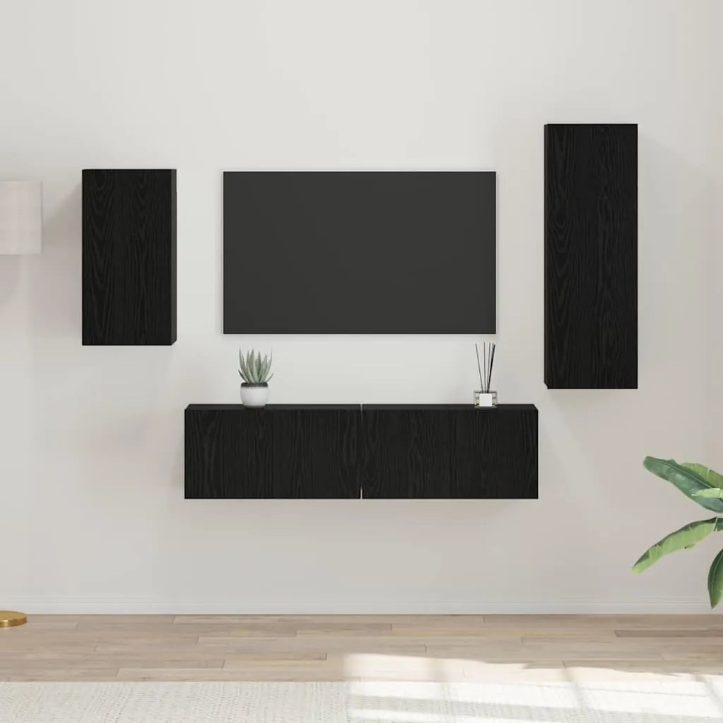 vidaXL Σετ τηλεοπτικού cabinet 4 pcs Μαύρη Δρυς 30.5 x 30 x 90 cm