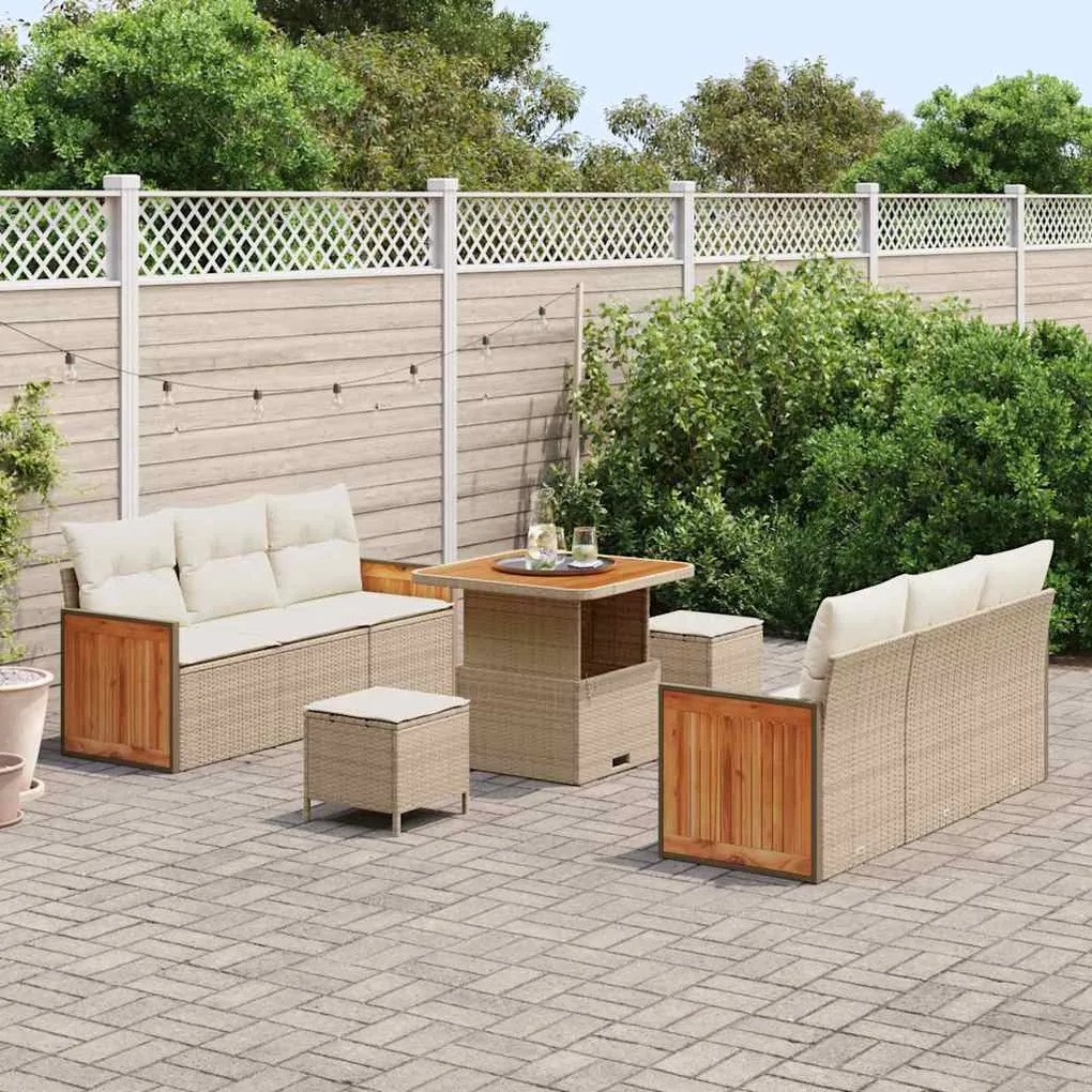 vidaXL Σετ Καναπέ Κήπου 9 pcs μπεζ και κρεμ 80 x 80 x 71 cm