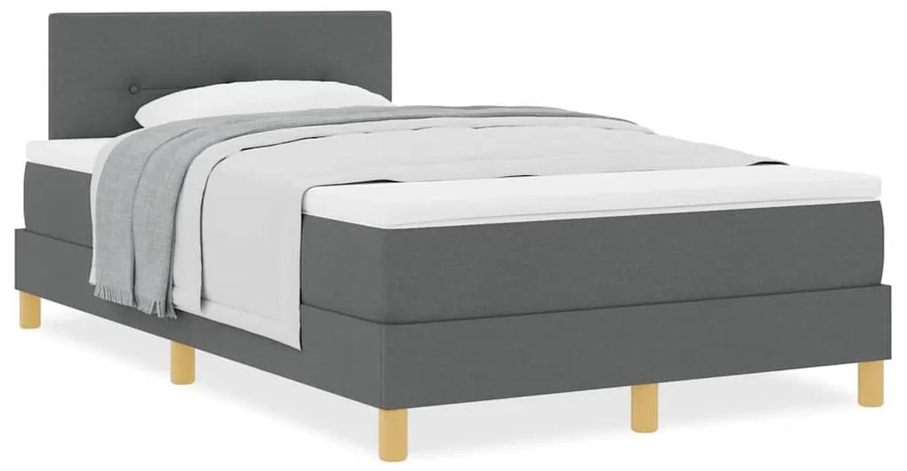 vidaXL Κρεβάτι box spring με στρώμα Σκούρο γκρι 120 x 190 cm ύφασμα