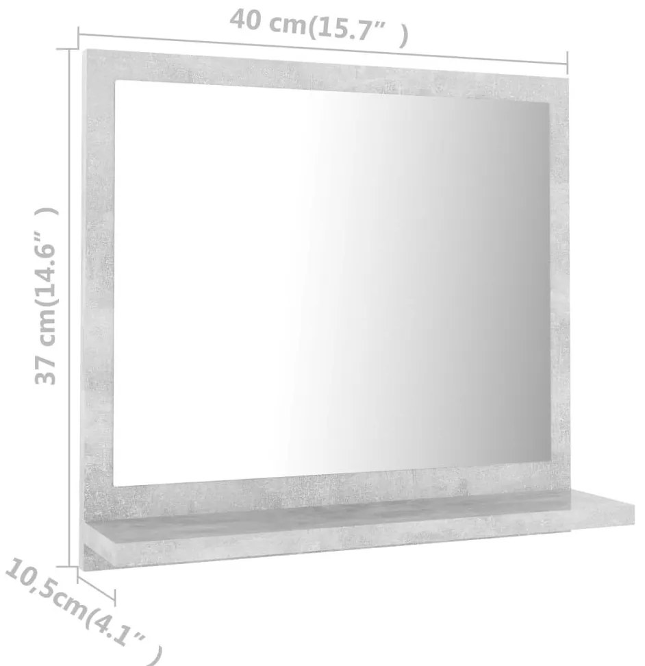 Καθρέφτης Μπάνιου Γκρι Σκυροδέματος 40x10,5x37 εκ. Επεξ. Ξύλο - Γκρι