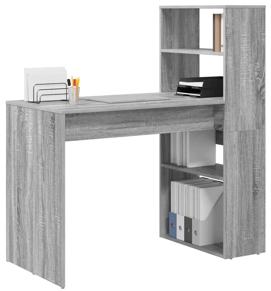 vidaXL Γραφείο Γκρι sonoma 113 x 54 x 120 εκ. Επεξεργασμένο ξύλο