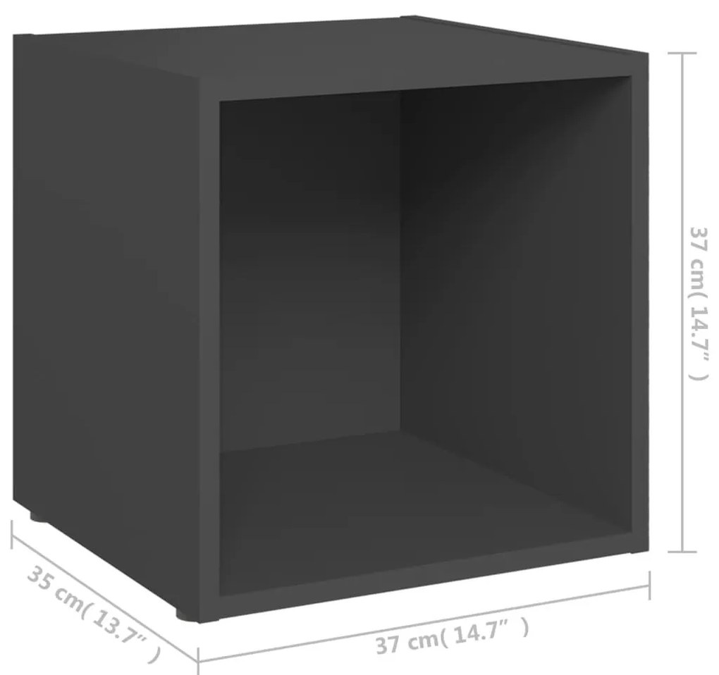 Έπιπλα Τηλεόρασης 4 τεμ. Γκρι 37 x 35 x 37 εκ. από Επεξ. Ξύλο - Γκρι