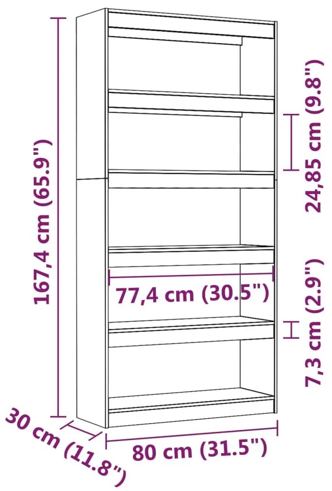 Βιβλιοθήκη/Διαχωριστικό Χώρου Μαύρη 80x30x167,4 εκ. Μασίφ Πεύκο - Μαύρο