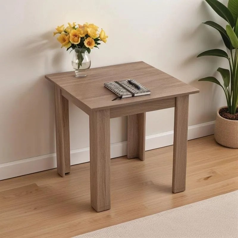 Τραπέζι Manka I μελαμίνη σε καρυδί απόχρωση 80x80x77εκ 80x80x77 εκ.