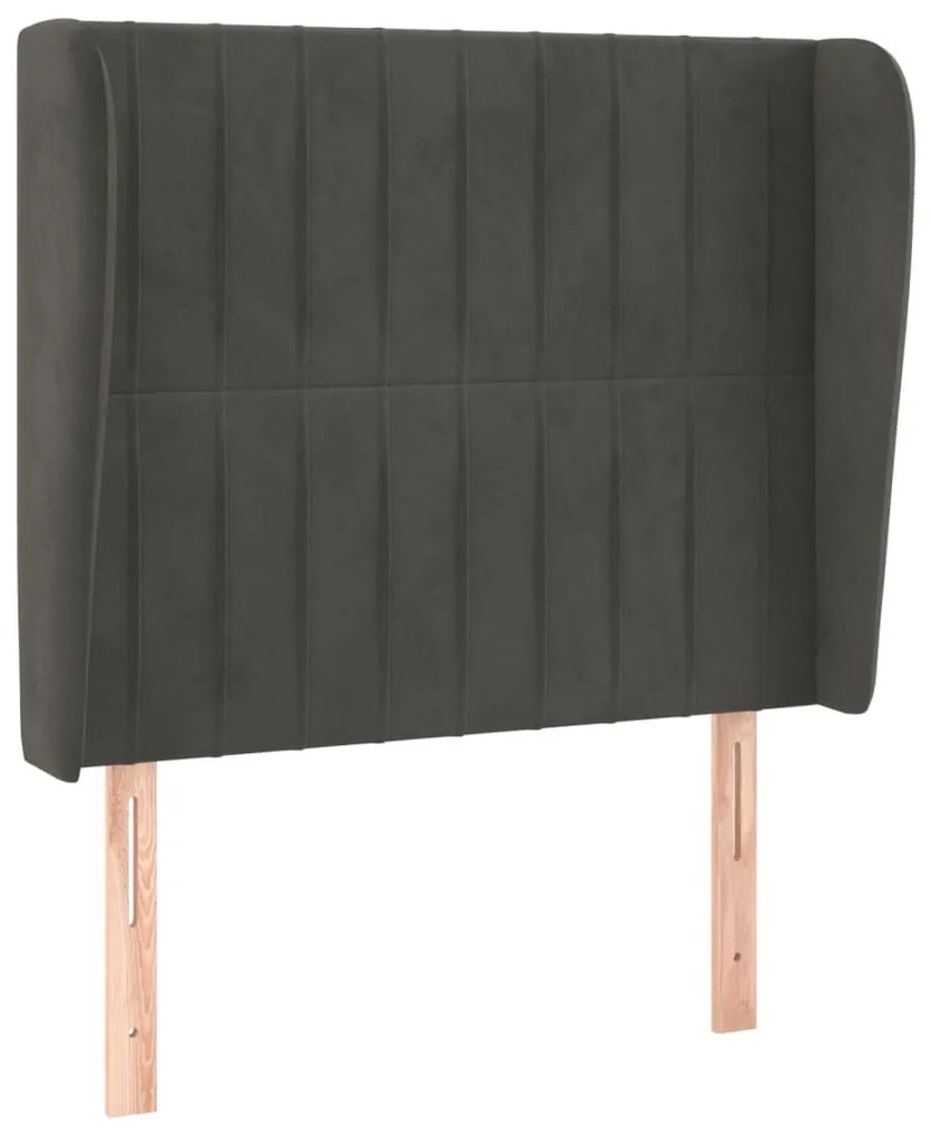 Κεφαλάρι με Πτερύγια Σκούρο Γκρι 93 x 23 x 118/128εκ.Βελούδινο 3118231