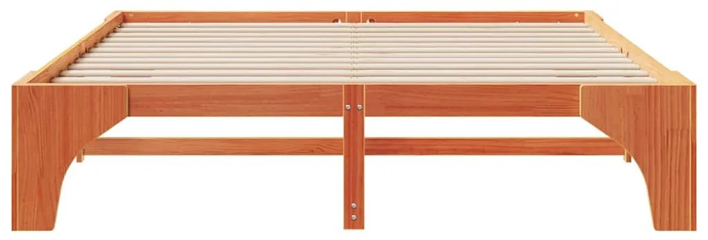 vidaXL Κρεβάτι δαπέδου Καφέ 200 x 200 cm Μασίφ ξύλο πεύκου