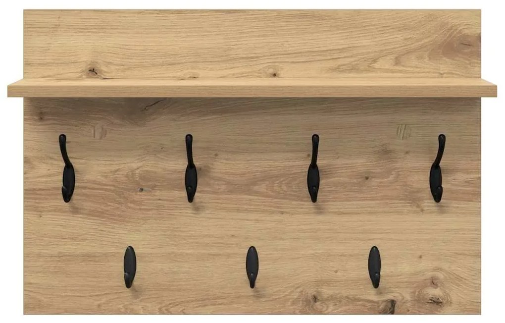 vidaXL Τοίχου Κρεμάστρα με ράφι Επιτοίχιο artisan δρυς 60 x 40 x 12 cm