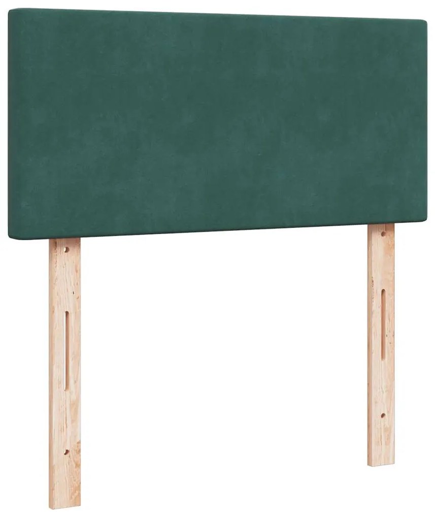 vidaXL Κρεβάτι Boxspring με Στρώμα Σκούρο Πράσινο 80x200 εκ. Βελούδινο