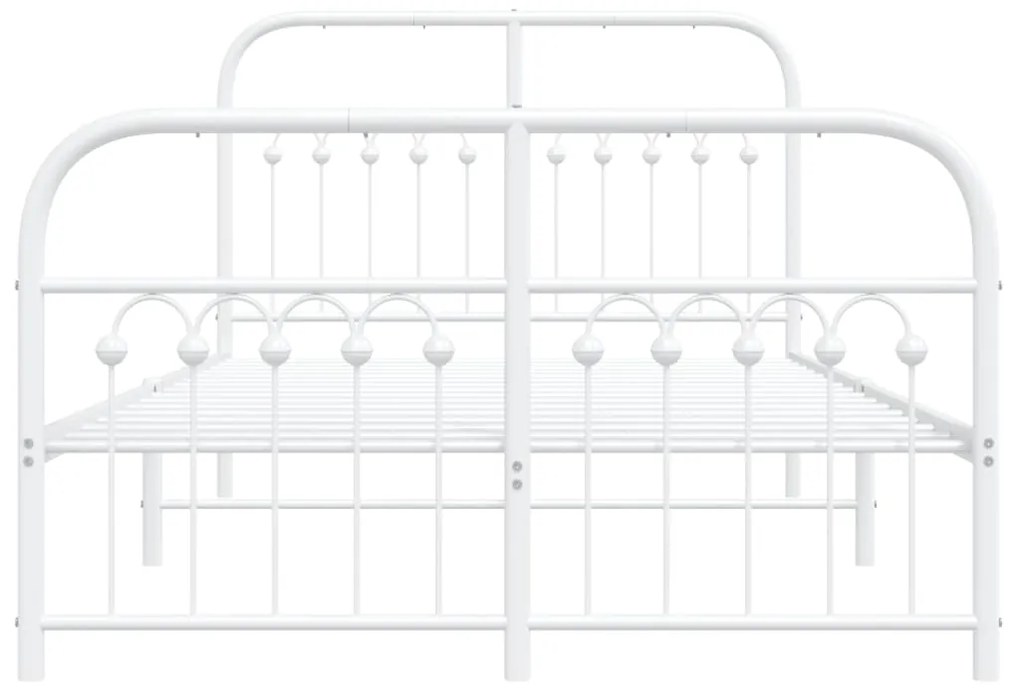 vidaXL Πλαίσιο Κρεβατιού με Κεφαλάρι&Ποδαρικό Λευκό 120x190εκ. Μέταλλο
