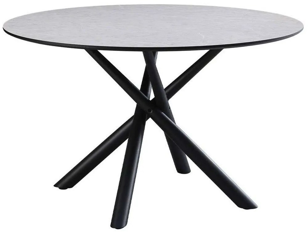 Τραπέζι Votsalo 02-0587 Φ120x75cm Stone Grey-Black Μέταλλο,Ξύλο