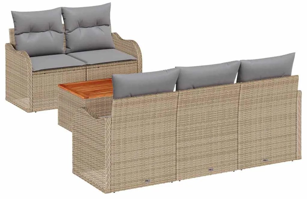 vidaXL Σετ Καναπέ Κήπου 6 pcs Μπεζ Πολυ ράταν