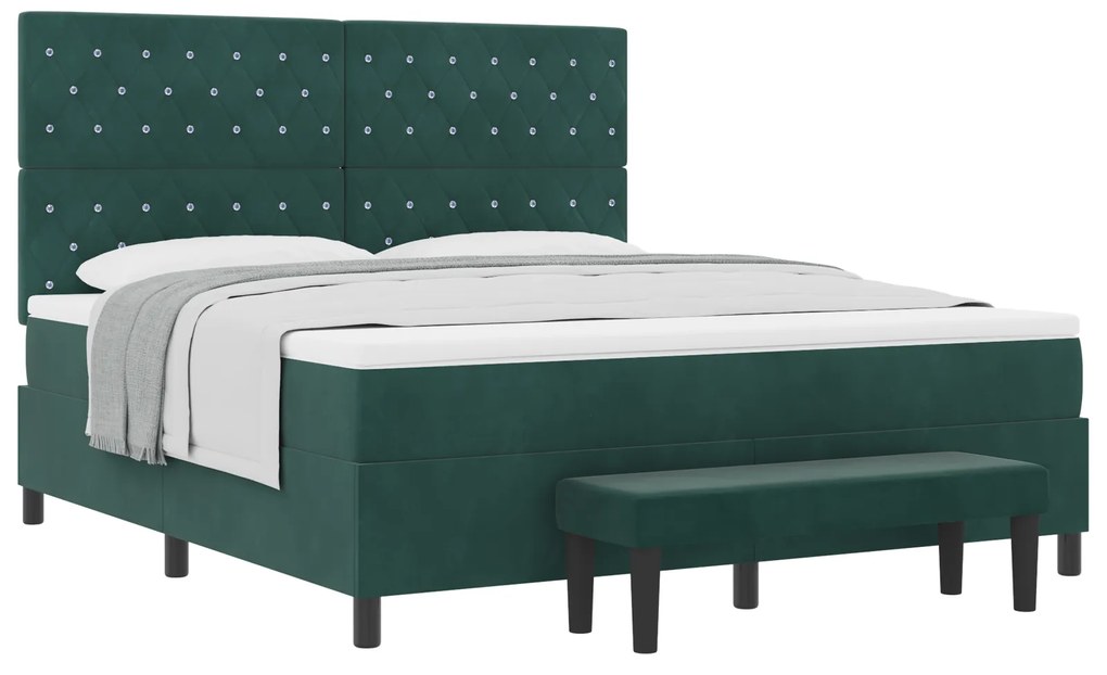 vidaXL Κρεβάτι με ελατήρια Σκούρο πράσινο 180 x 200 cm Βελούδο
