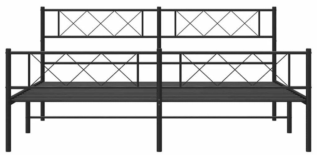 vidaXL Πλαίσιο Κρεβατιού με Κεφαλάρι&Ποδαρικό Μαύρο 183x213εκ. Μέταλλο