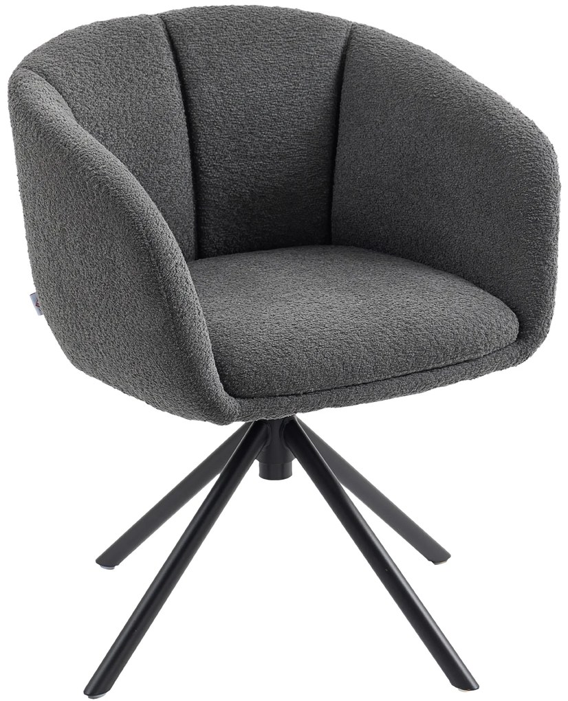 HOMCOM Πολυθρόνα, Ταπετσαρισμένη πολυθρόνα με άνετο κέλυφος καθίσματος, περιστρεφόμενη, ζεστή επένδυση, έως 120 kg, σκούρο γκρι