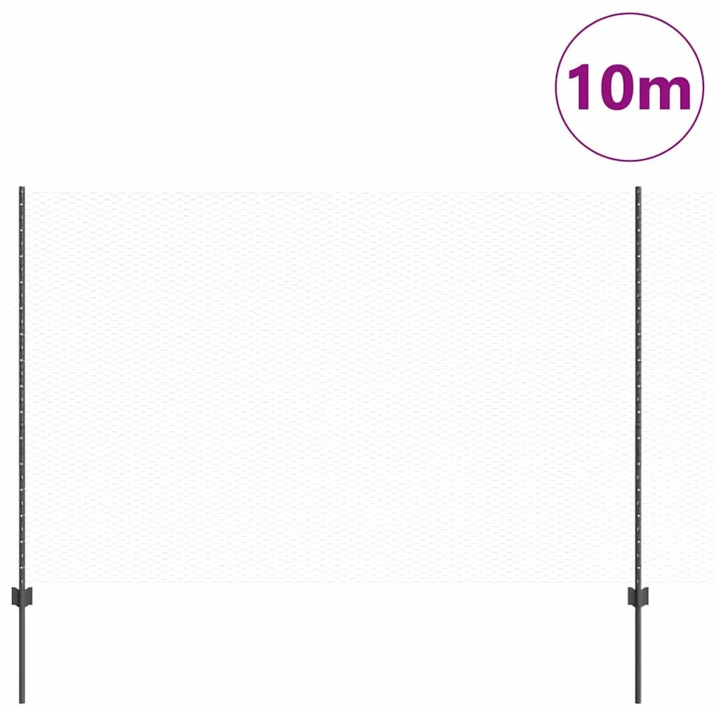 vidaXL Φράχτης με Στήλες. Γκρι 1.6 x 10 m Ατσάλι