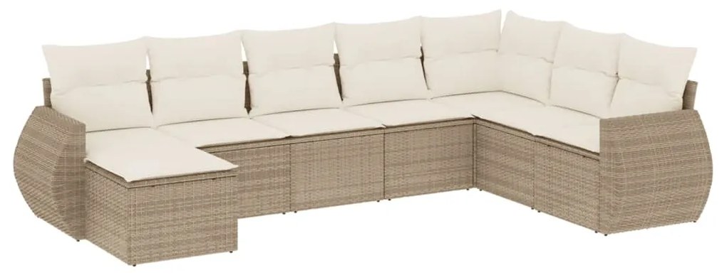 vidaXL Σαλόνι Κήπου Σετ 8 τεμ. Μπεζ Συνθετικό Ρατάν με Μαξιλάρια