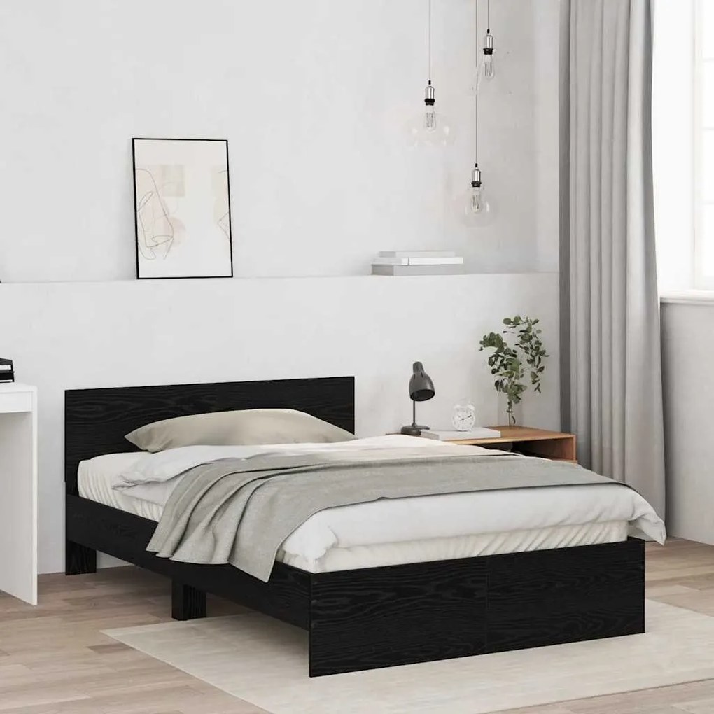 vidaXL Κρεβάτι με Κεφαλάρι Μαύρη Οξυά 120 x 190 cm Επεξεργασμένο ξύλο