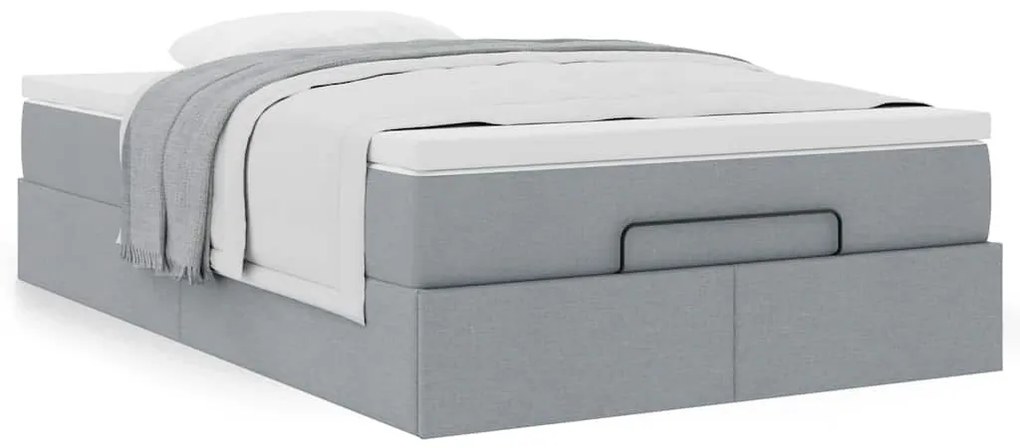 Οθωμανικό κρεβάτι με στρώμα ανοιχτό γκρι 120x190 cm ύφασμα 3311092