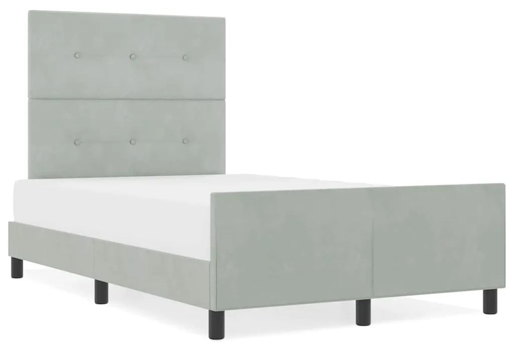vidaXL Σκελετός Κρεβατιού Ανοιχτό γκρι 120 x 190 cm Βελούδο