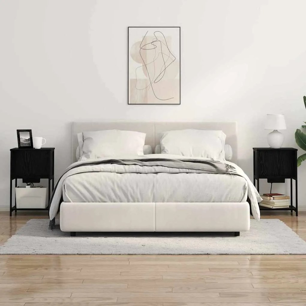 vidaXL Κομοδίνο Μαύρη δρυς 38 x 31 x 61 εκ Επεξεργασμένο ξύλο