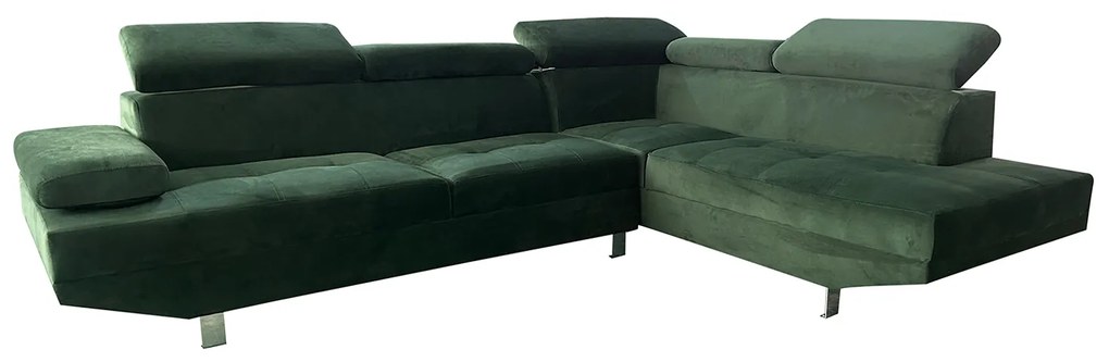 Καναπές Γωνιακός ArteLibre OZMA Πράσινο Ύφασμα 254x160x70cm