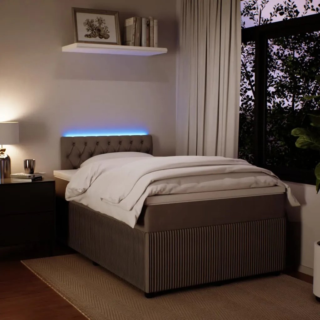 vidaXL Κρεβάτι Boxspring με Στρώμα Ανοιχτό Γκρι 120x200 εκ. Βελούδινο