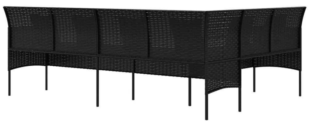 vidaXL Καναπές Κήπου με Σχήμα L Μαύρος από Συνθετικό Ρατάν + Μαξιλάρια