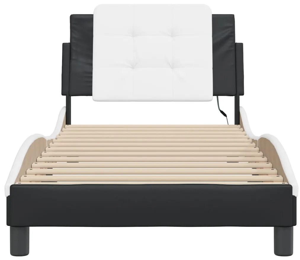 vidaXL Πλαίσιο Κρεβατιού με LED Χωρίς Στρώμα Zadar Μαύρο/Λευκό 90x200 εκ.