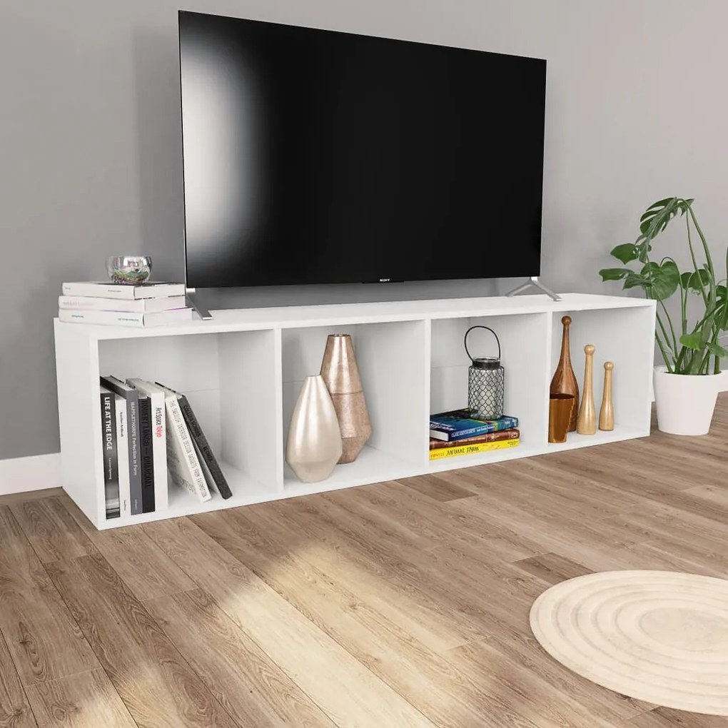 vidaXL Βιβλιοθήκη/Έπιπλο Τηλεόρασης Λευκό 36x30x143 εκ. Επεξ. Ξύλο