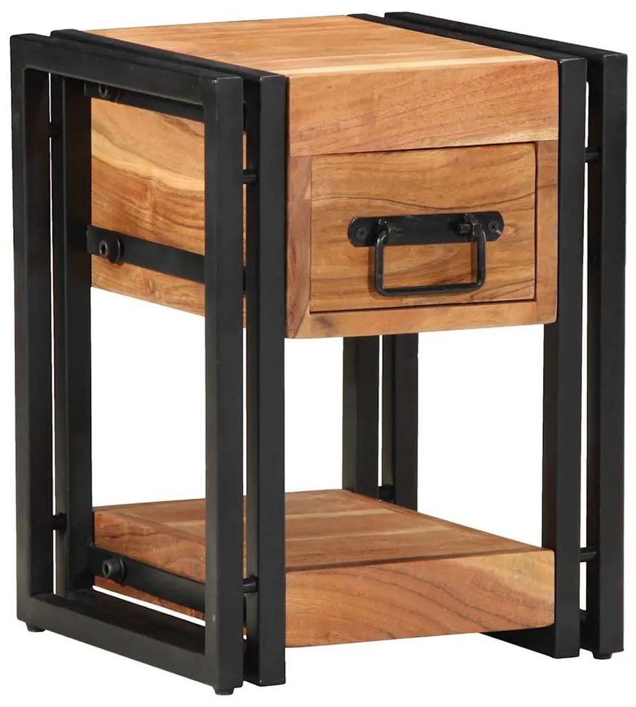 vidaXL Κομοδίνο με συρτάρι Καφέ 30 x 30 x 40 cm Μασίφ ξύλο ακακίας