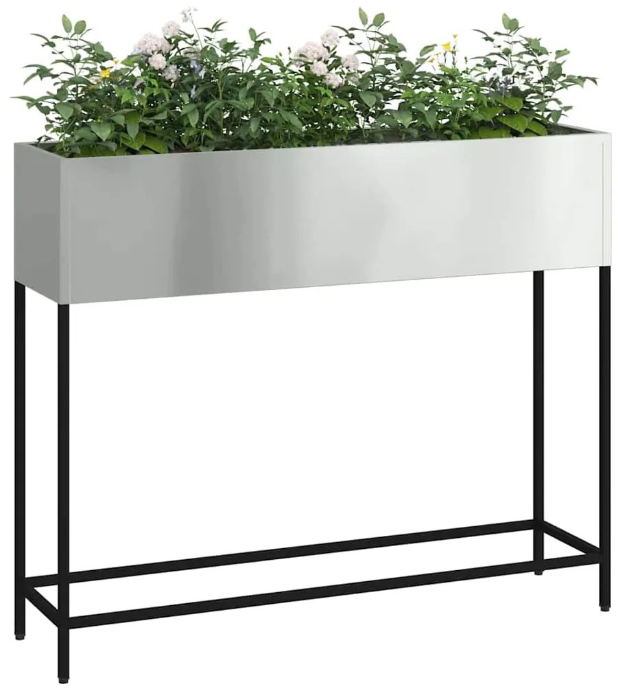 vidaXL Υψωμένη Γλάστρα Κήπου Ασημί 100 x 26 x 82 εκ