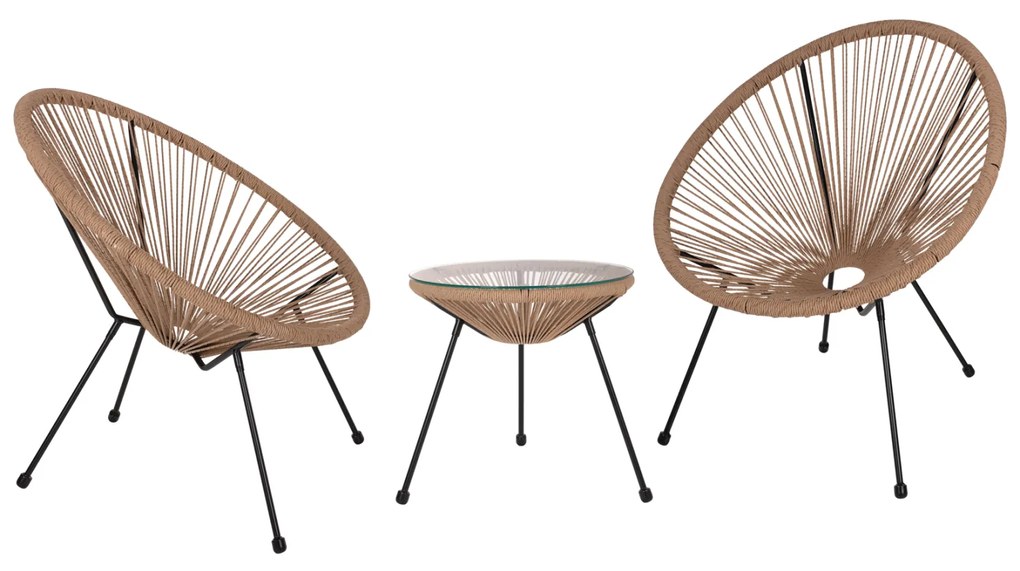 ΣΕΤ ΕΞΩΤΕΡΙΚΟΥ ΧΩΡΟΥ 3ΤΜΧ ACAPULCO HM21100 TWISTED WICKER-ΜΕΤΑΛΛΟ - 9996888 - HM21100