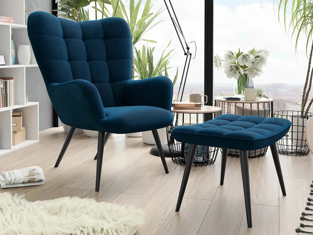 Πολυθρόνα Comfivo 320, Μπλε, 96x78x73cm, 14 kg, Ταπισερί, Πόδια: Μέταλλο | Epipla1.gr