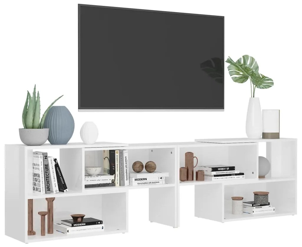 vidaXL Έπιπλο Τηλεόρασης Γυαλιστερό Λευκό 149x30x52 εκ. Επεξ. Ξύλο