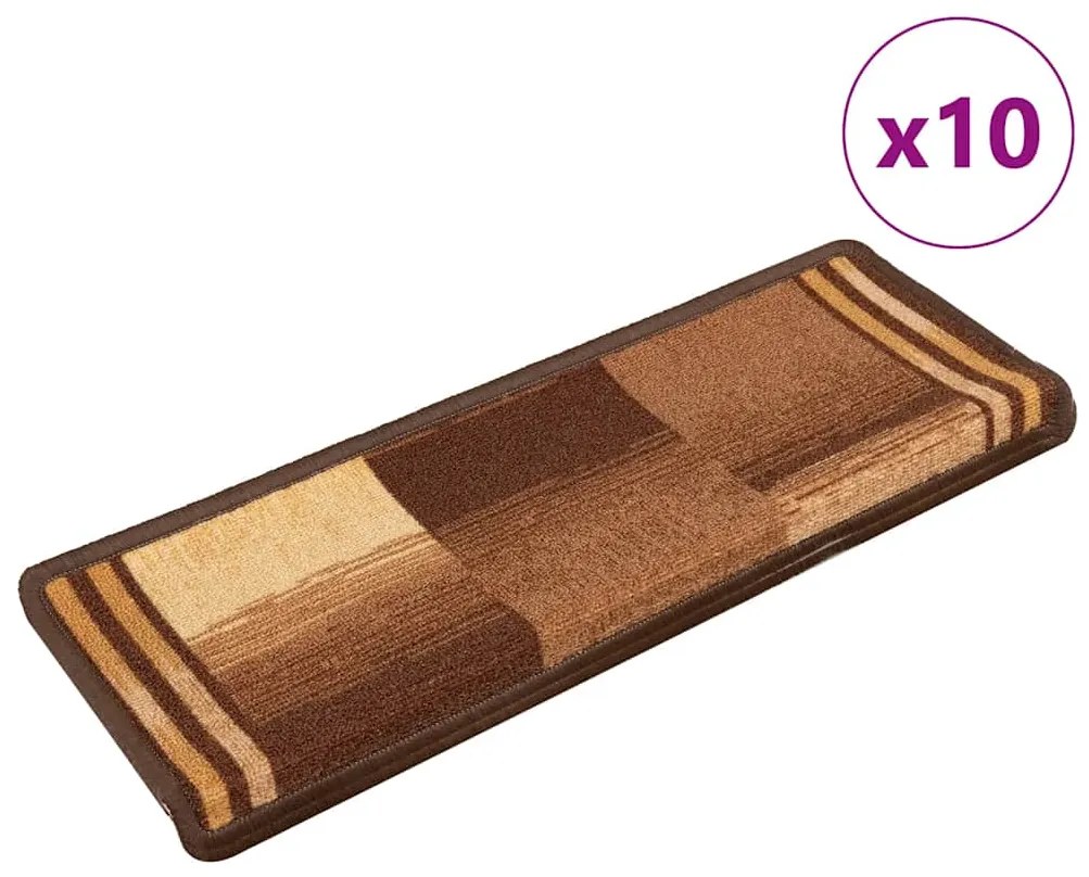 Πατάκια Σκάλας Αυτοκόλλητα 10 τεμ. Καφέ 65x21x4 εκ.