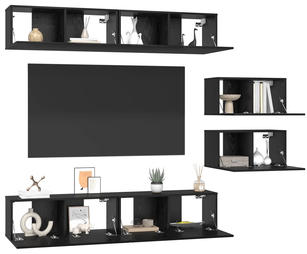 vidaXL Σετ επίπλου τηλεόρασης 6 pcs Μαύρη δρυς 60 x 30 x 35 εκ