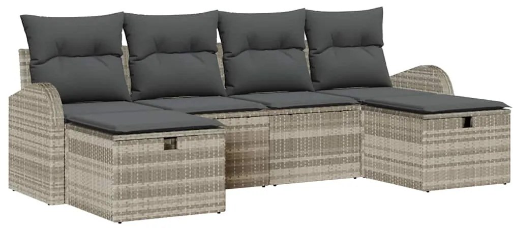 vidaXL Σετ Καναπέ με μαξιλάρι 6 pcs Ανοιχτό γκρι συνθετικό ρατάν