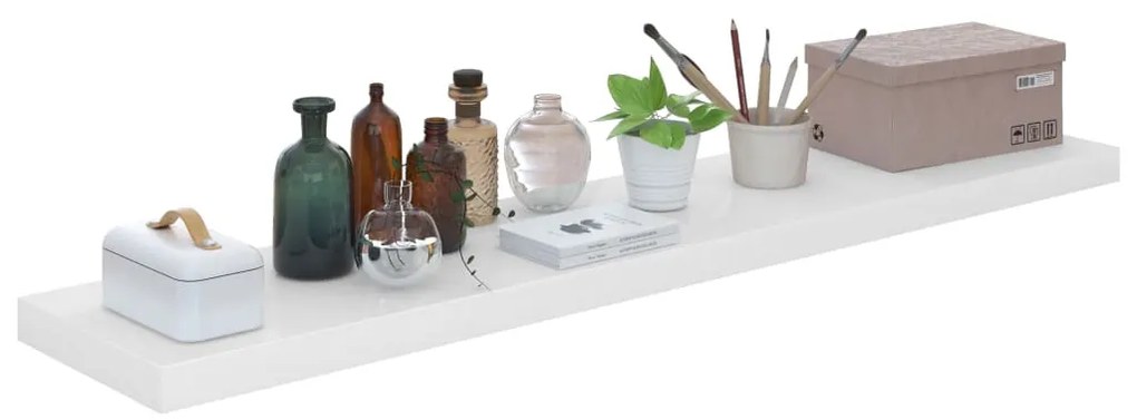 vidaXL Ράφι Τοίχου Γυαλιστερό Άσπρο 120x23,5x3,8 εκ. MDF