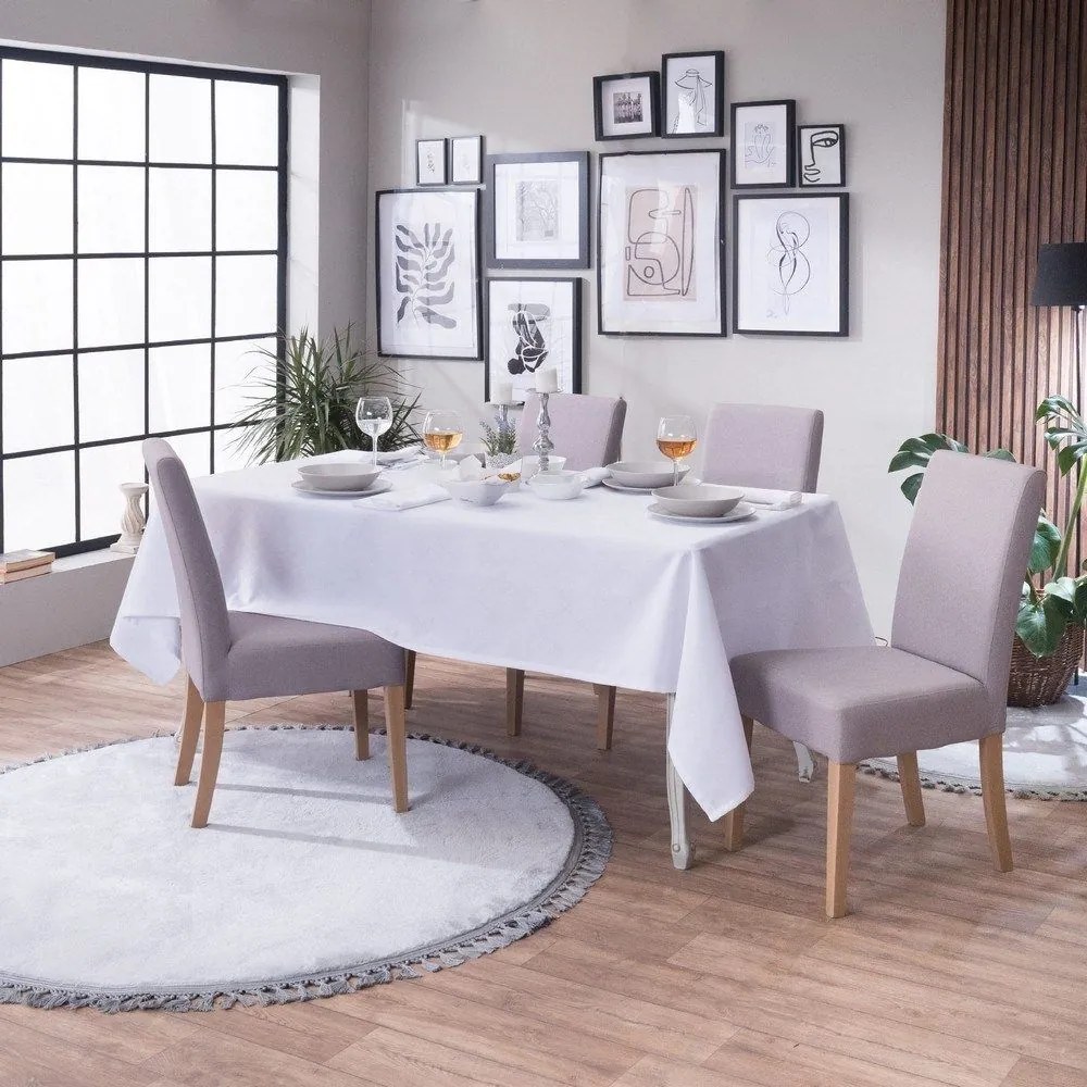 Τραπεζομάντηλο Saverne White Teoran 160X320 Βαμβάκι-Πολυέστερ