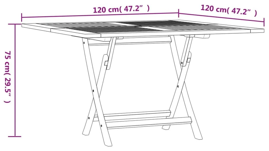 ΤΡΑΠΕΖΙ ΚΗΠΟΥ ΠΤΥΣΣΟΜΕΝΟ 120 X 120 X 75 ΕΚ. ΜΑΣΙΦ ΞΥΛΟ TEAK 362616